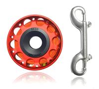 Scuba Diving Reel 99FT Finger Reel with Dive Double-Ended Bolt Snap Clip Aluminum Scuba Dive Finger Spool Reel for Snorkeling Diving Fishing (RED)