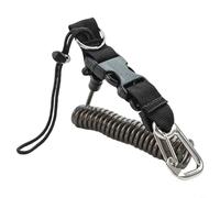 Scuba Diving Spring Lanyard with Quick Release Buckle, SS316 Anti-Lost Rope for Camera and Reef Hook, 1.3mMax Stretch for Underwater Photography(Black)