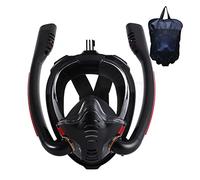 Scuba Diving Tank Set Snorkeling Mask Double Tube Silicone Full Dry Diving Mask Adult Swimming Mask Diving Goggles Self Contained Underwater Breathing(Black Black,L/XL)