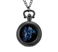 Scuba Diving Under Water Diver Vintage Pocket Watch Alloy Pendant Watches Necklace Gift for Men Women Black-Style