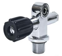 Scuba Diving Valve Set Twin Cylinder 3500psi DIN for YOKE Dual Hand Operation Chrome Plated Brass Black G3/4 Thread Anti Slip Handwheel Safety Relief Port(Right-hand valve)