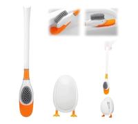 Scuba Duck Toilet Brush for Bathroom with Cute Duck Shaped Ventilation Slot Base 360° Round Silicone Scrubbing Brush Toilet Head, Brush (White)