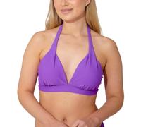 Scuba Ladies Swimwear Women's Halter Tie Neck Bikini Top Mix & Match Plain Printed Non-Wired UK Seller - Lilac - Size 16