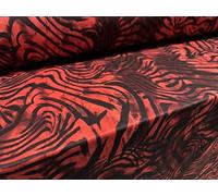 Scuba Neoprene Style Stretch Spandex Jersey Fabric, per metre - Distressed Zebra Animal Print - red & Black