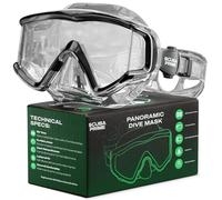 Scuba Prime Pano Scuba Diving Mask with 3 Windows, TransBlack, 180° Anti-Fog Panoramic Mask for Scuba Diving, Snorkeling and Swimming, Comfortable Fit for Adults