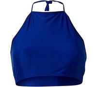 Scuba Women's Mix & Match Plain Halter Tie Neck 90's Crop Bikini Top UK Seller - Cobalt - Size 22