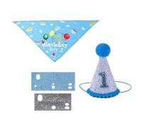 SCUDGOOD Dog Birthday Hat Dogs Birthday Parties Supplies Collar Glittered Hat Scarf Neckerchief Glittered Hat Set Dog Birthday Hat Boy