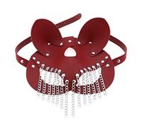 SCUDGOOD Women Mask Tassels Half Face Cat Cosplay Leather Sex Mask Halloween Party Mask Masquerade Cosplay Punk Half Face Punk Mask Costume With Chain Tassels