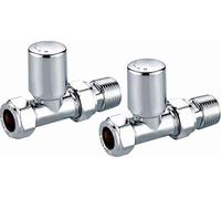 Scudo 15mm Premium Modern Straight Towel Radiator Valves Chrome Plated - Pairs
