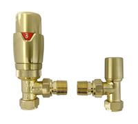 Scudo Ang Led Brushed Brass Thermostatic Radiator Valve