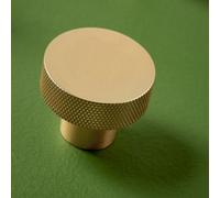 Scudo Apres Brushed Brass Knurled Round 42.5mm Handle Knob - Brushed Brass