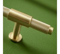 Scudo Apres Brushed Brass Knurled T Bar 95mm Handle - Diamond Cut Design