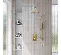 Scudo Apres Brushed Brass Round Handle, Head & Handset Riser Kit