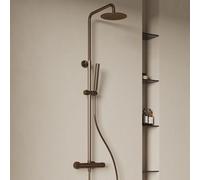 Scudo Apres Brushed Bronze Round Rigid Riser Shower With Drench Head