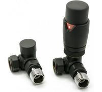 Scudo Designer Black Thermostatic Radiator Valve Twin Pack Trv Black Corner