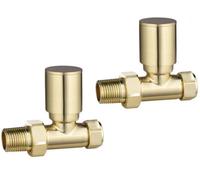 Scudo Straight Brushed Brass Radiator Valves 15mm