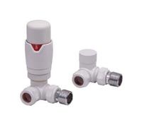 Designer Corner TRV Thermostatic Towel Rail Radiator Valves 15mm White | Energy Saving |
