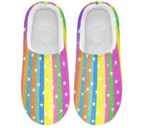 Scuff Slippers Cozy Comfortable US W14-15/M12-13 Rainbow Stripe Starts