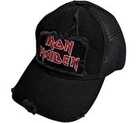 Scuffed Logo Mesh Back Baseball Cap Iron Maiden Black One Size