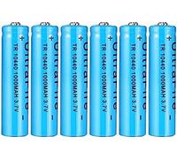 SCUHCVHH Rechar 10440, No. 7 A 1000mAh 3.7V Li-ion with Button Top for Torches, 6pcs