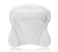 SculifyVita Bath Pillow for Bathtub, Non-Slip Head & Neck Support with 7 Suction Cups, 4D Air Mesh Quick Dry Waterproof, Ergonomic Spa Gift, Machine Washable, White