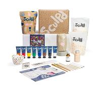 Sculpd Candle Making Pottery Kit with Air Dry Clay and Acrylic Paint Pen Set, Beginners Candle Starter Kit for Adults with Non-Toxic Eco Soy Wax, Scented Fragrance Oil, Candle Varnish, Tools and Guide