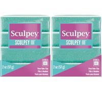 Sculpey Polymer Clay 2OZ Turq GLTTR, Turquoise Glitter (Pack of 2)