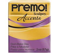 Sculpey Premo Polymer Oven-Bake Clay, 18K Gold, Non Toxic, 2 oz. bar, Great for jewelry making, holiday, DIY, mixed media and home décor projects. Premium clay Great for clayers and artists.