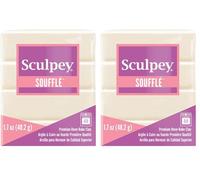 Sculpey Soufflé Polymer Oven-Bake Clay, Ivory, Non Toxic, 1.7 oz. bar, Great for Jewelry Making, Holiday, DIY, Mixed Media and More! Premium Light-Weight Oven Bake Clay., OSFA, SU 6647 (Pack of 2)