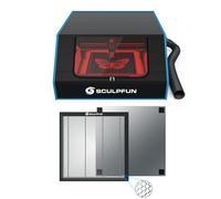 SCULPFUN B1 Laser Enclosure and Laser Honeycomb Work Table, Effectively Isolating Smog Odor Laser Housing with Extractor Fan, 400 x 400 x 22 mm Protection Board with Aluminum Plate