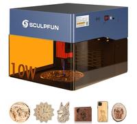 SCULPFUN iCube Pro Max 10W La-ser Engraver, Mini Desktop La-ser Engraving Machine with 0.08mm Focus, 10000mm/min High Speed, La-ser Cutter with Smoke Filter, Eye Protection Shield, 130x130mm