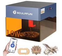 SCULPFUN iCube Pro Max 10W La-ser Engraver, Mini Portable Desktop Engraving Machine Cutter for Wood Acrylic and Metal with Smoke Filter, 120 x 120mm Working Area