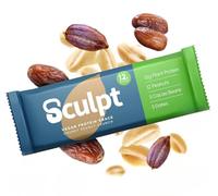 Sculpt Vegan Protein Bars - Chunky Peanut Crunch - 12 x 55g Bars - 12g Plant Protein - Packed with Almonds, Cacao Nuts, Dates - High Fibre - Ideal for Gym Recovery and On-the-Go Snacking
