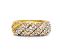 Sculpted Cable Band Ring In 18ct Yellow Gold With Diamonds - Ring Size O