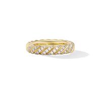 Sculpted Cable Band Ring in 18ct Yellow Gold with Diamonds - Ring Size O