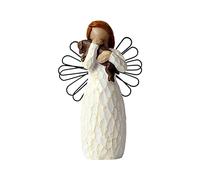 Sculpted Hand-Painted Angel of Friendship and Garden - Figure Ornament Sculpture Gift (Woodcut Angel)