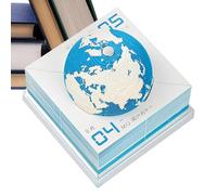 Sculpted World Almanac - Perforated Page Daybook, Miniature Globe Sculpture | Elegant Rotating Year Display, Intricate Paper Crafted Decorates, for Workplace Styling, Bedroom Library Shelves