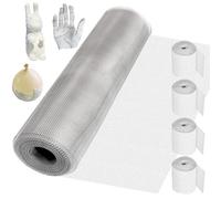 Sculpting Wire Mesh Roll with 4 Rolls Plaster Cloth for Art and Crafts, 26.4 Feet x 15.7 Inch Aluminum Wire Mesh for Sculpture Projects, Moldable Sculpting Mesh for Sculpture Clay, DIY Home Decoration