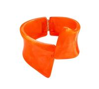 Sculptural Cuff Bangle with Bold Asymmetric Curved | Wide Statement Profile, Glossy Marbled Finish Character, Open Front, Rear Hinge for Straightforward on and Off