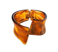 Sculptural Cuff Bangle with Bold Asymmetric Curved | Wide Statement Profile, Glossy Marbled Finish Character, Open Front, Rear Hinge for Straightforward on and Off