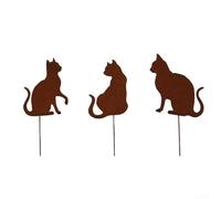 Sculptural Delight Rustic Cat Stake Sets Available in Packs of Three or Four to Enhance Your Backyard Design (3 cats)