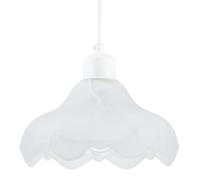 Sculptural Frosted Alabaster Glass Ripple Pendant Ceiling Lighting Shade | 22cm x 11cm | Marbled Swirl with Flower Petal Shape by Happy Homewares