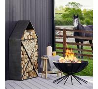 Ivyline House Sculptural Log Storage Natural Black, Black
