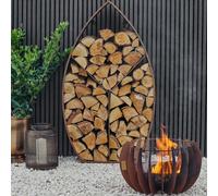 Ivyline Leaf Arch Sculptural Log Storage Natural Rust, Brown