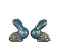 Sculpture A Pair of Rabbits Figurine Ornaments Resin Artware for Bookcase Office Living Room Home Desktop Decoration Accessories Exquisite artwork(Color : Blue)