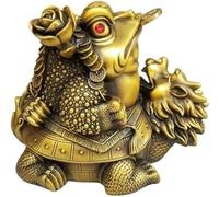 Sculpture Antique Decor Brass Dragon Tortoise Back Golden Toad Ornaments Decoration Furnishings Hotel Counter Desktop Wealth