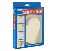 Sculpture Block SP 106 Sculpt and Paint Series, Prefabricated Hard Foam Block with Heart Design for Designing and Working Out - 15 cm x 15 cm x 3 cm
