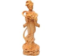 Sculpture Buddha statue Solid Wood Fairy Figure Traditional Hand Carving Goddess Rabbit Moon Fairy Living Room Bedroom