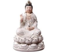 Sculpture Ceramic Avalokitesvara Bodhisattva Buddha Statue Household Enshrining Sitting Lotus All Hall Ornament