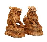 Sculpture CQCQC Fengshui statue Feng Shui Solid Wood Chi Lin/Kylin Wealth Prosperity Statue, pixiu Decor Statue pi yao Wealth Sculpture Home Decoration Attract Wealth and Good Luck
